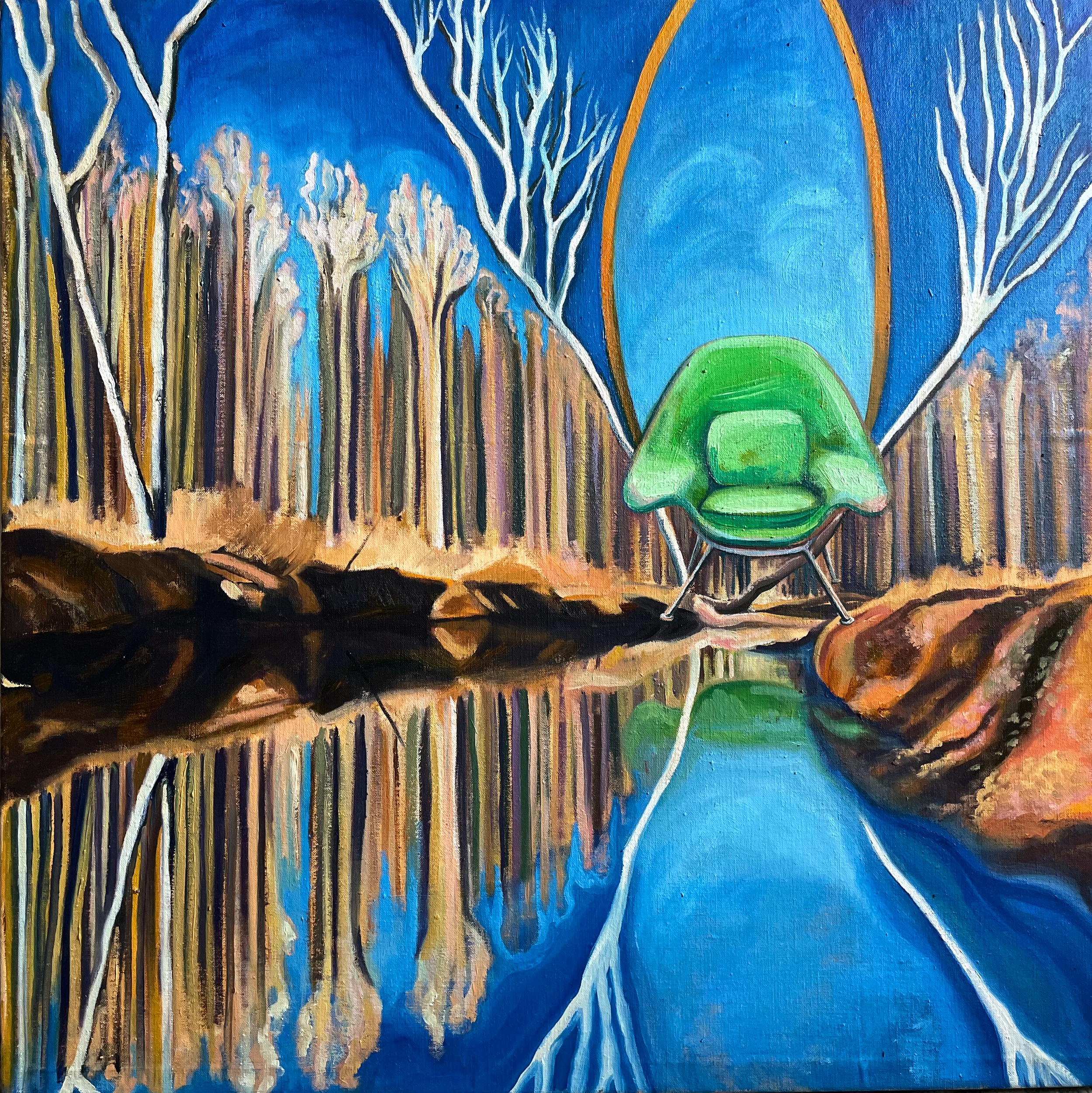 Dropping into Horton Grove, Oil on Linen, 24" x 24"