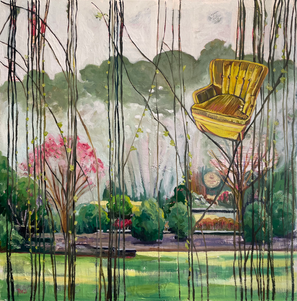 Hay Fever Seat, Oil and Tea Package Transfer, 20" x 20"