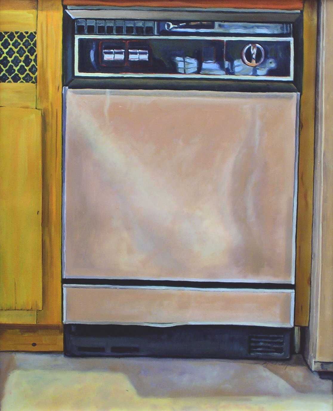 Almandine and Stainless Dish Washer, Oil on Canvas Paper, 16" x 20"