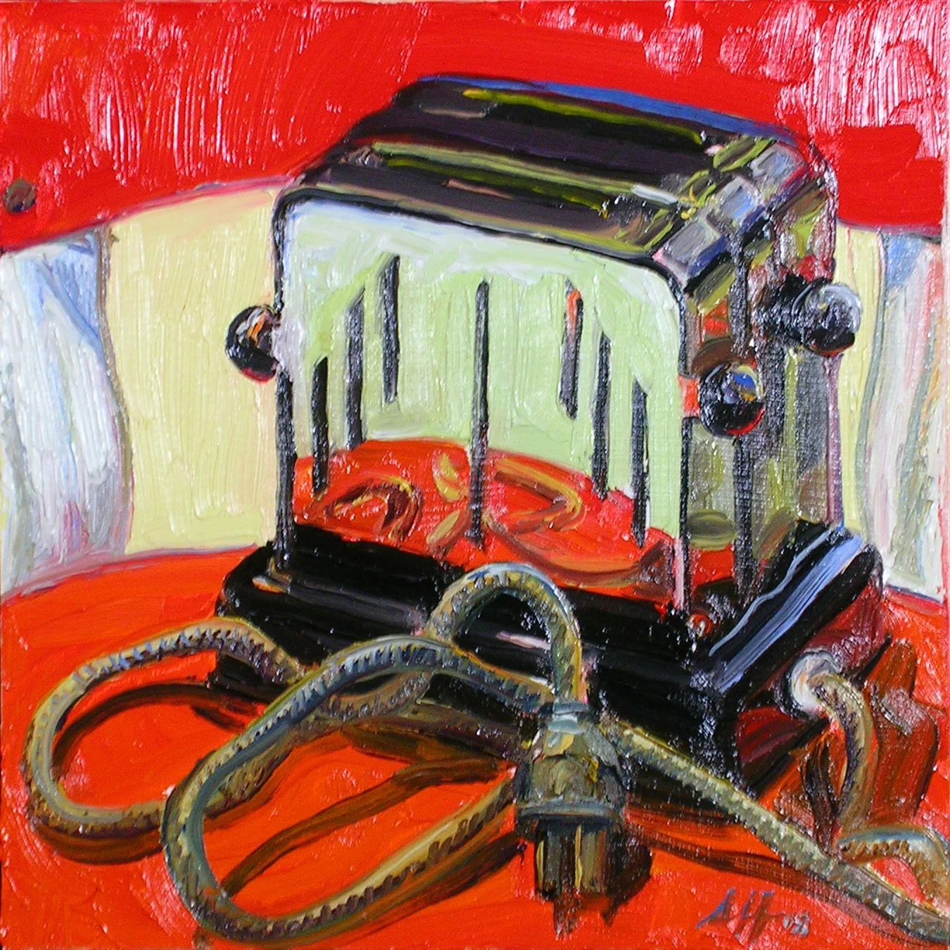 Stainless Steel Heater of Toast, Oil on Panel, 8" x 8"
