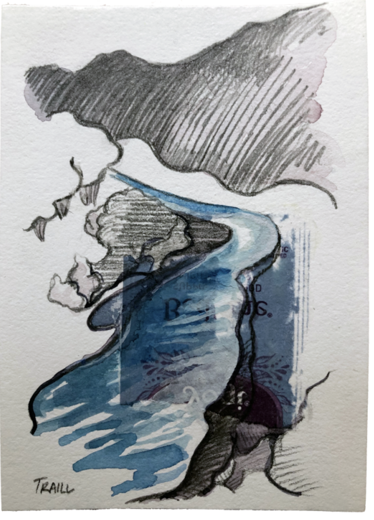 Sleeping River, Mixed Media, 5" x 7"
