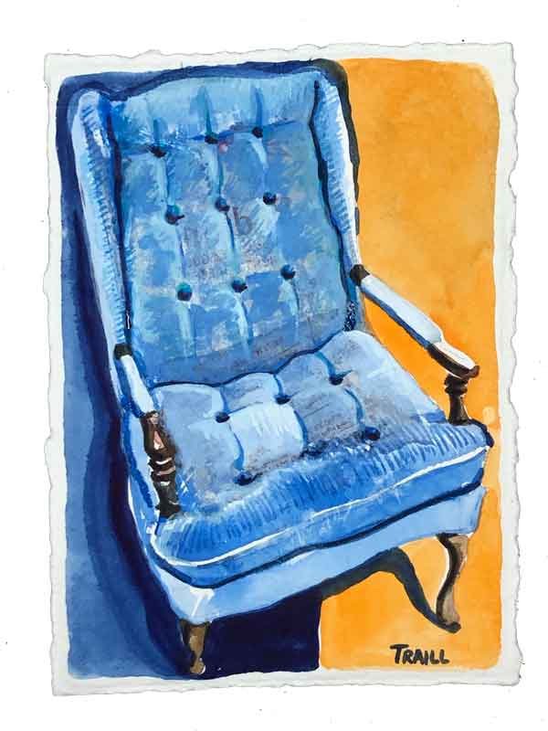 Wing Chair of Equanimity, Mixed Media, 5" x 7"