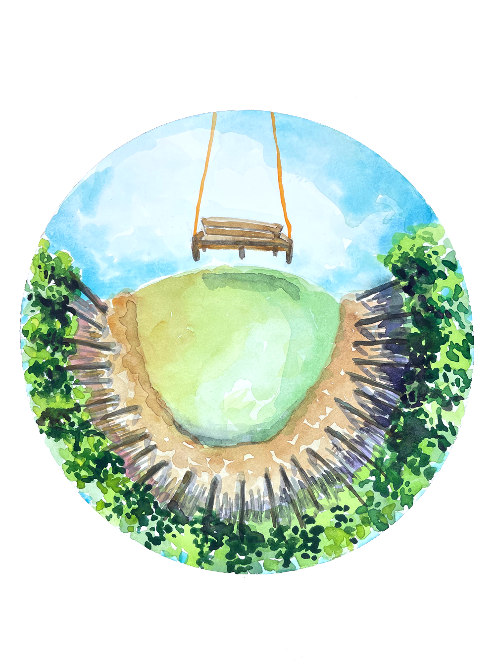 Take a Seat, 6.3" Round, Watercolor