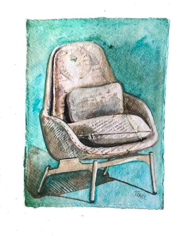 Ginger Turmeric Retreat Seat, Mixed Media, 5" x 7"