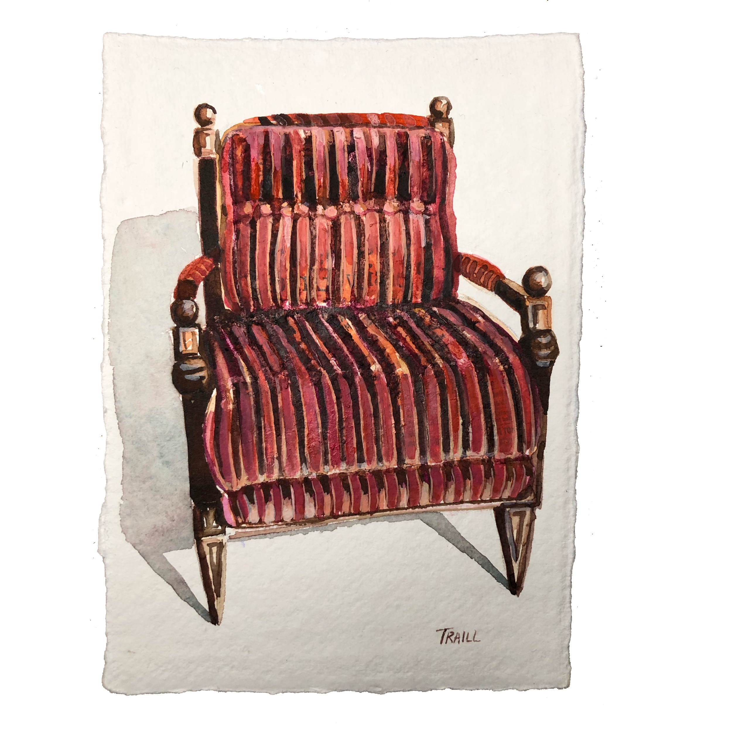 Elissa’s Energizing Striped Seat, Mixed Media, 5" x 7"