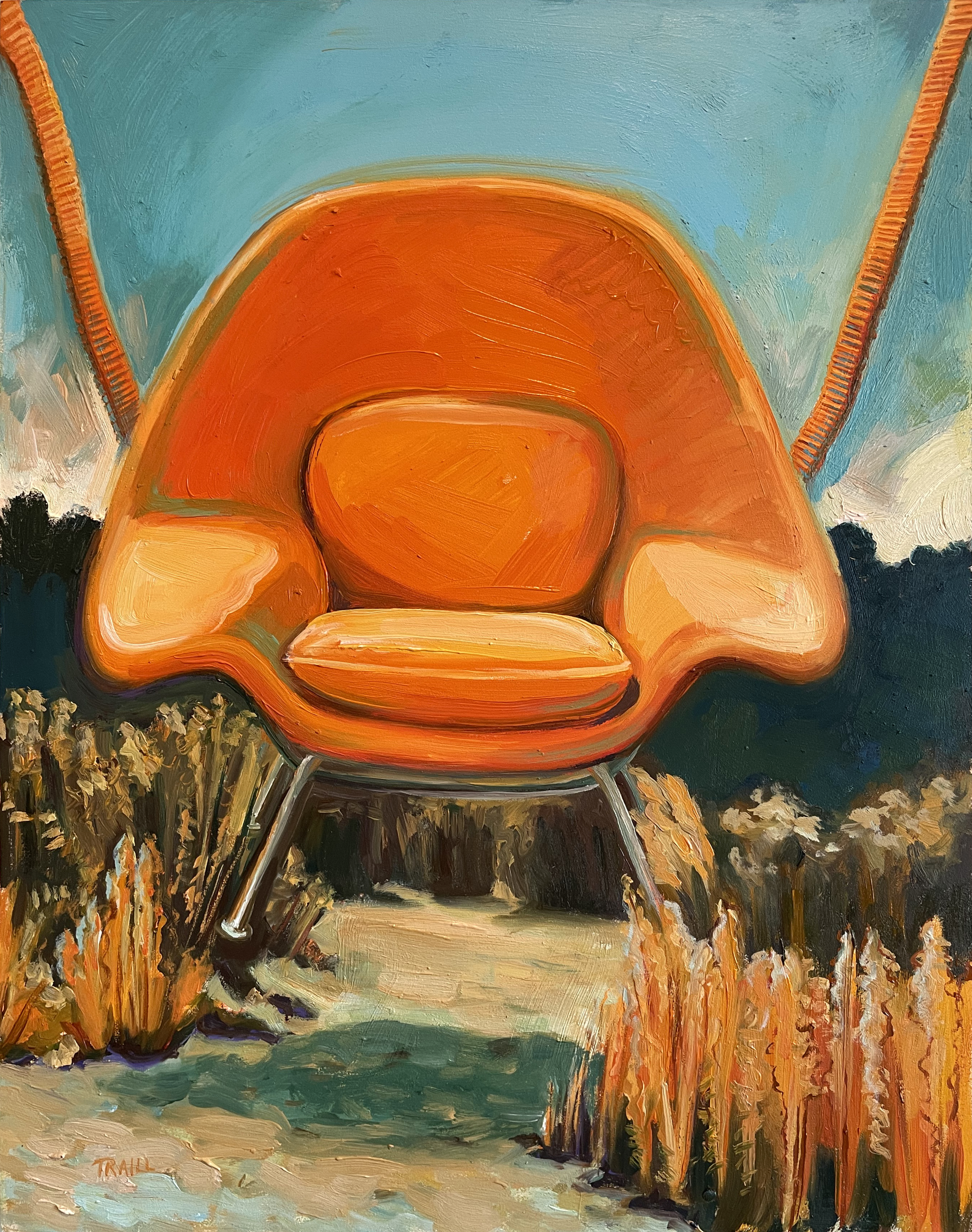 Womb Chair Over Horton Grove, Oil on Panel, 11" x 14"