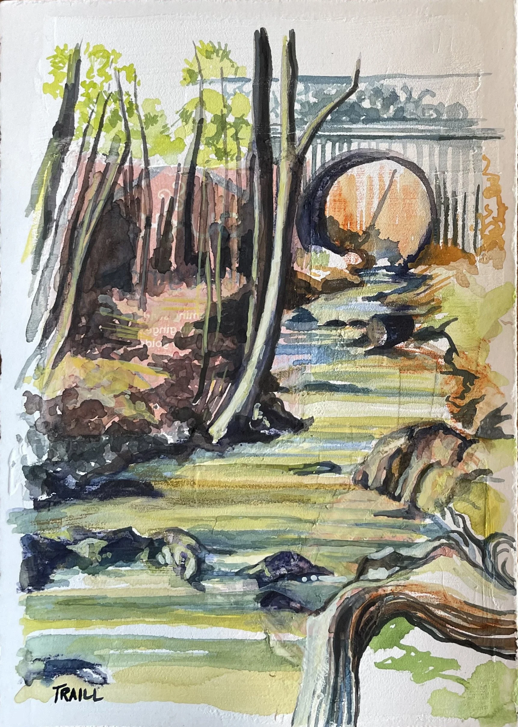 Gingered Crooked Creek, Mixed Media, 5" x 7"