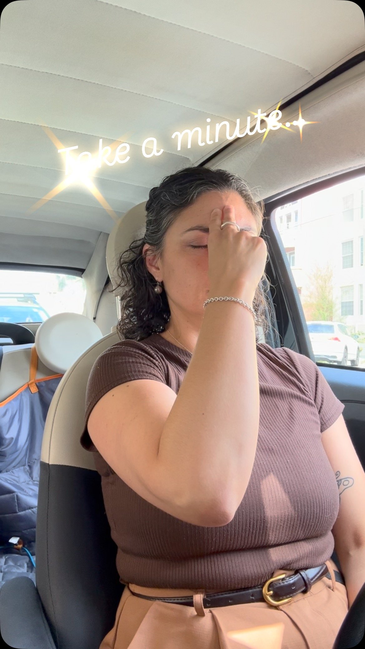 Before getting out of your car!
Take a moment to find your balance, transition from where you came to where you are going, release the stress from traffic, find your center before the next appointment…
This is alternate nostril breathing. I&