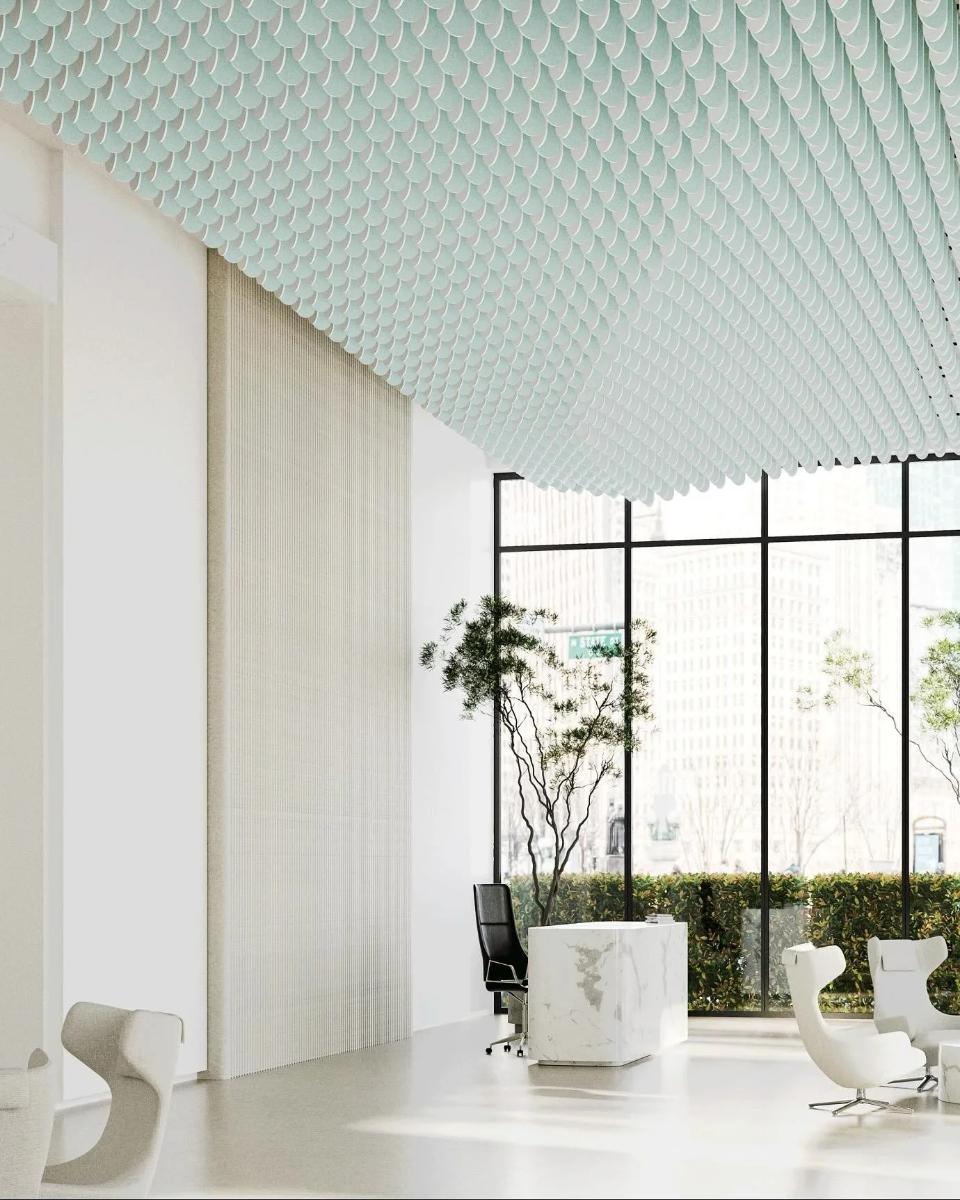 Inspired by the natural phenomenon of birds flocking together &mdash; the rhythm, geometry, and movement they trace across the sky. 🪽🪽

FLOCK by @impactacoustic translates that collective motion into a sculptural acoustic ceiling, transforming soun