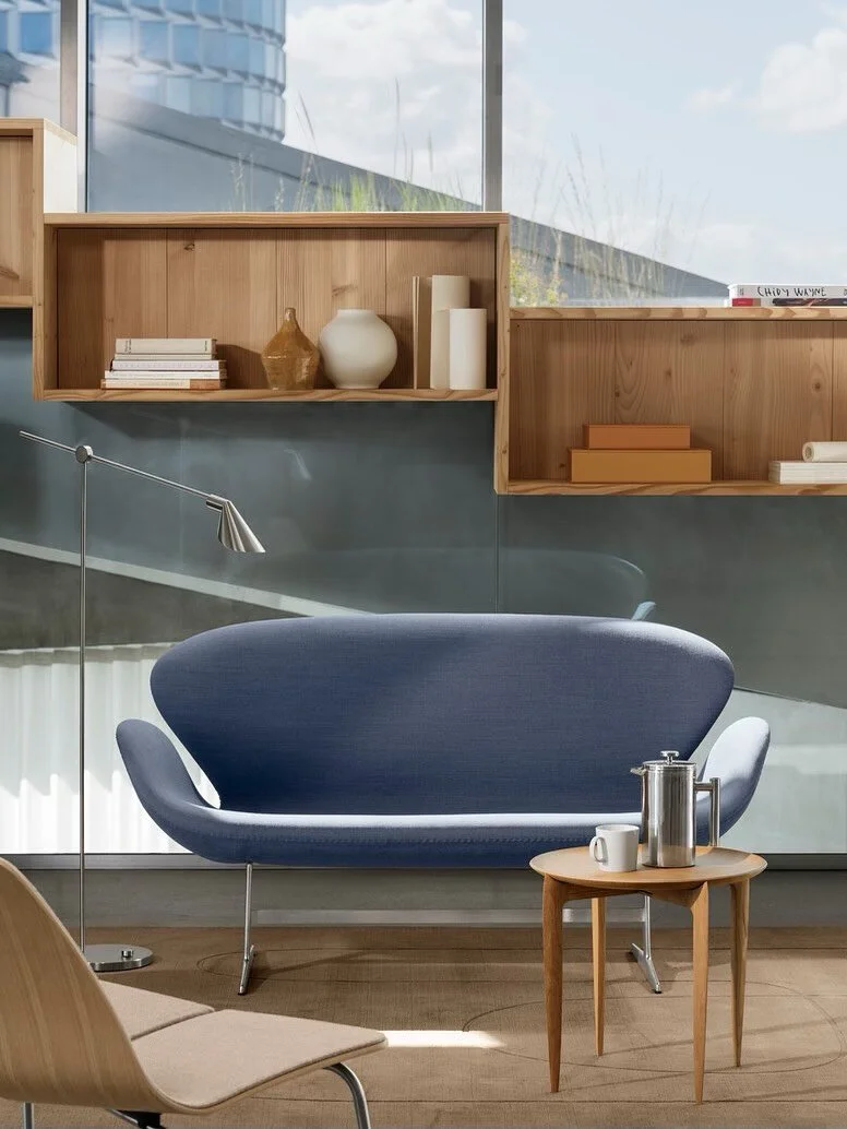 NOW LOUNGING::

Timeless pieces from @fritzhansen , brought into the present. Featuring the Arne Jacobsen Swan Sofa and the PK23 Lounge Chair&mdash;icons that still feel right.

Reimagined through a wide range of in-house fabrics and leathers, with C