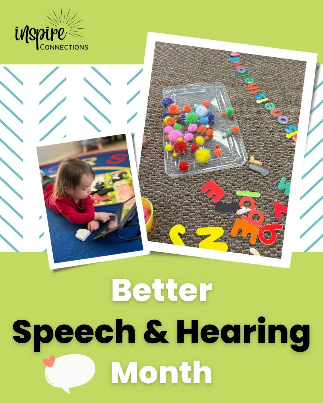 May is Better Hearing &amp; Speech Month! 🗣️💛

Communication is so much more than just talking! It is the foundation of how we interact with the world around us. Every time your child connects with you &mdash; they are communicating.

This month (a