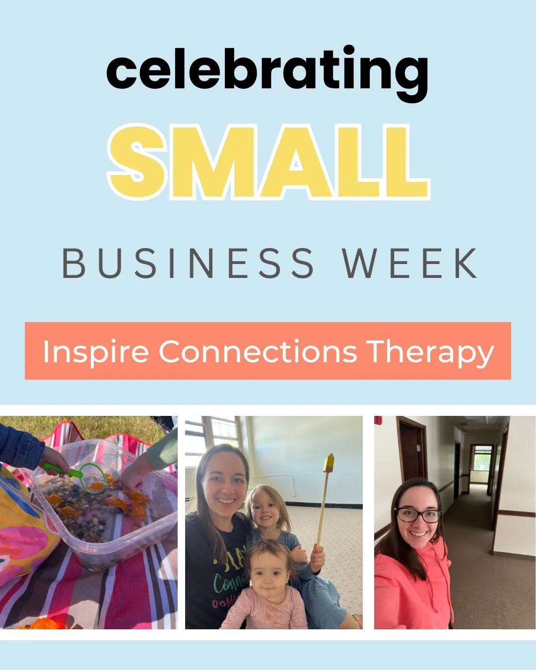 This week is Small Business Week! We are so proud of everything that Inspire Connections Therapy has become! 

In 2022, Lauren started a side business focusing on speech therapy. Her goal was to provide support to families and children that was perso
