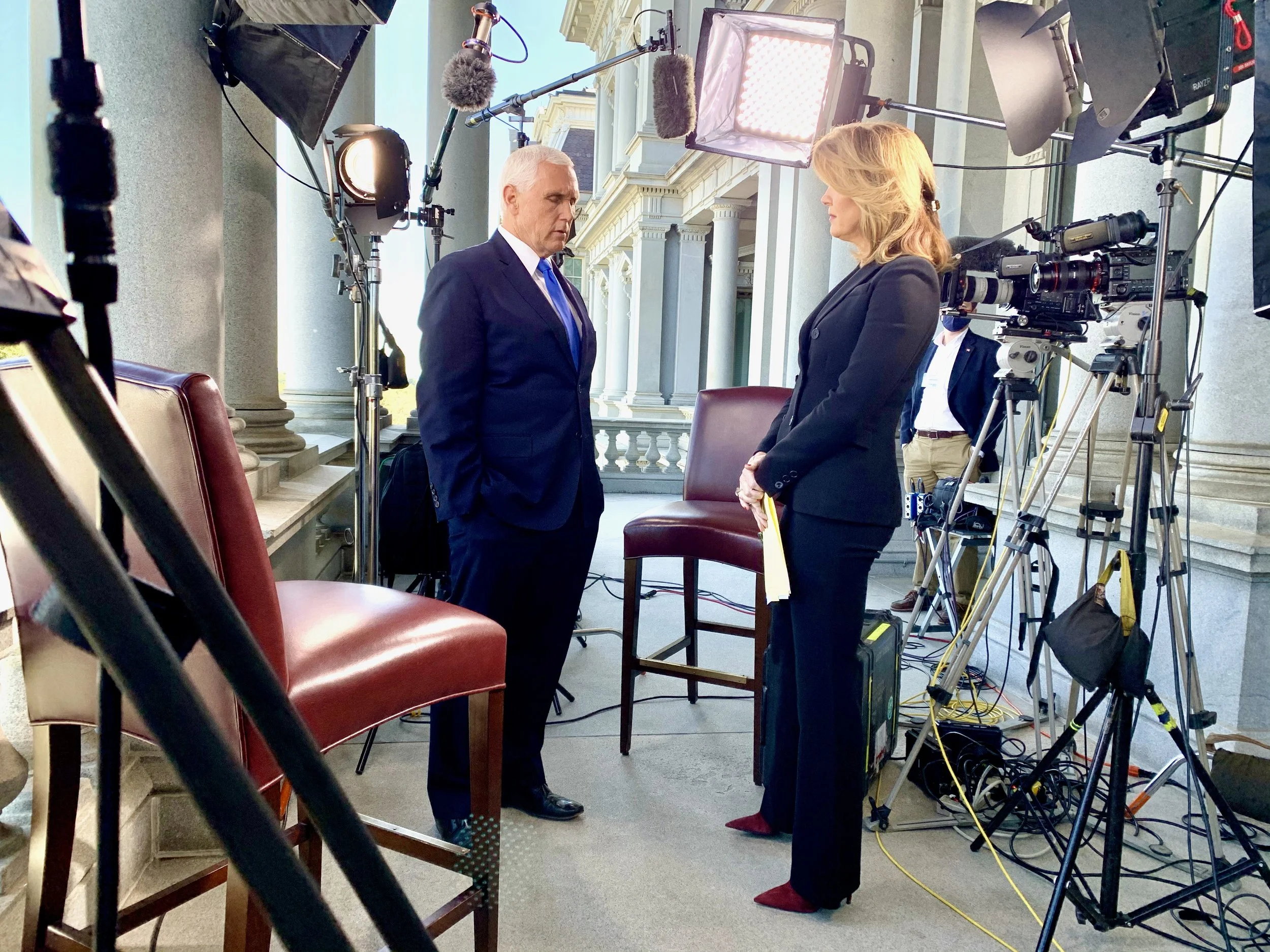 CBS News Anchor Nora ODonnell interviewing Vice President Mike Pence