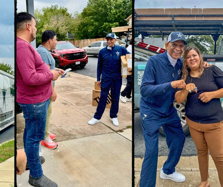 Drew Pearson visiting Reyes Garage Door LLC