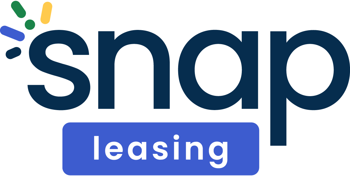 Snapshot of the Snap Leasing logo with colorful dots above and the word leasing in a blue rectangle