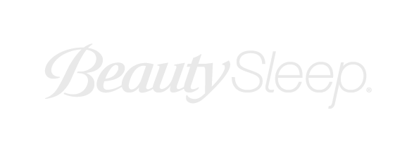 Beauty Sleep logo with a black background and white cursive and sans-serif text