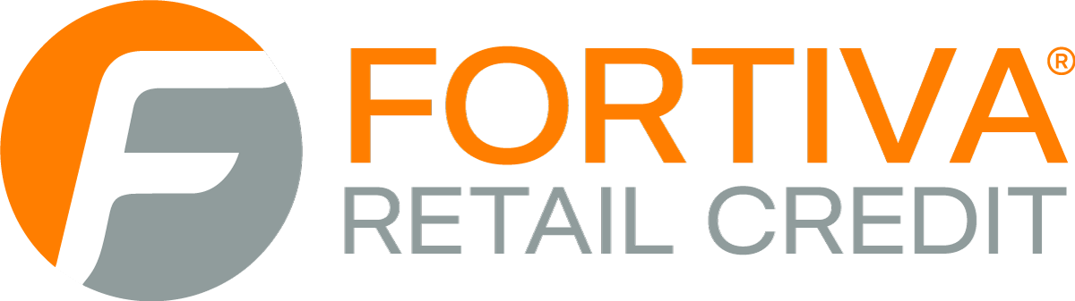 Fortiva Retail Credit logo featuring a stylized 'F' inside an orange circle, with the words 'Fortiva' in orange and 'Retail Credit' in gray.