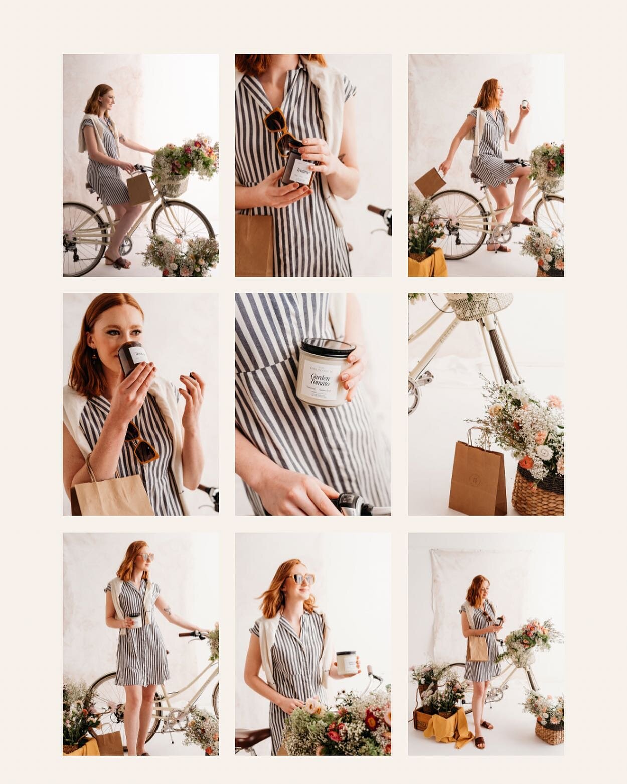 I love how an outfit can transport you. As I was thinking about the styled shoot, I knew we were going to be photographing on a  vintage style bike. Doesn&rsquo;t this blue and white striped dress just instantly yell summer beach ride? It was importa