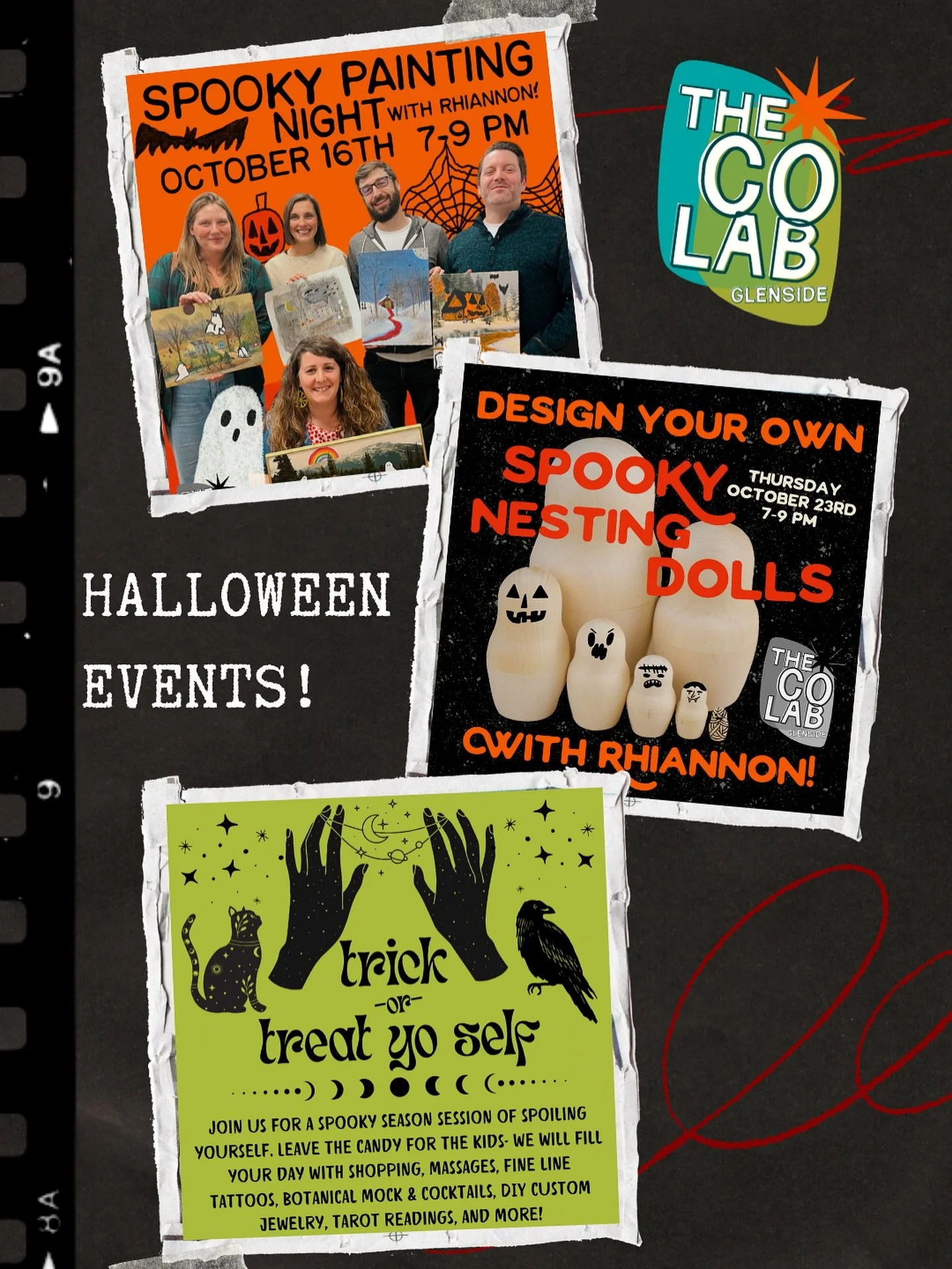 Coming up quickly are THREE spooky season events for all! 

This Thursday 10/16 🎃 Spooky Painting Night! Only a *few* more spots left! 
Join Rhiannon to make a super spooky, super silly Halloween painting that you can use every year to decorate for 