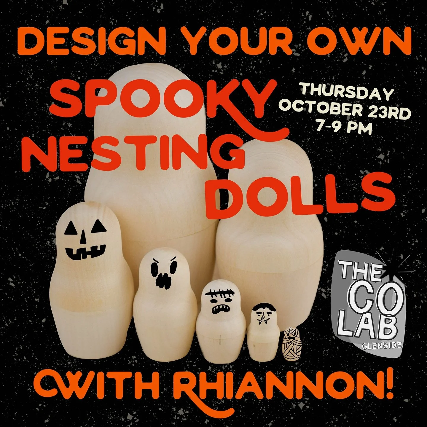 THIS THURSDAY is Rhiannon’s Design Your Own SPOOKY Nesting Dolls workshop! All materials are provided - you bring your creepy, whimsical, silly, folky, spooky, or wonky ideas to make your very own style Matryoshka ๐ง๐ช๐ฎ 
There are still some