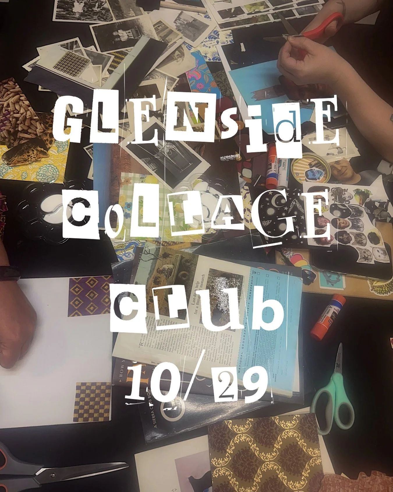 Only 2 more Glenside Collage Clubs this year! Have you been thinking of coming? Now is your chance! Next Wednesday 10/29 join @newandwesley for an evening of collage-making โ๏ธ John will guide you through the art of collage making, provide everyone wi