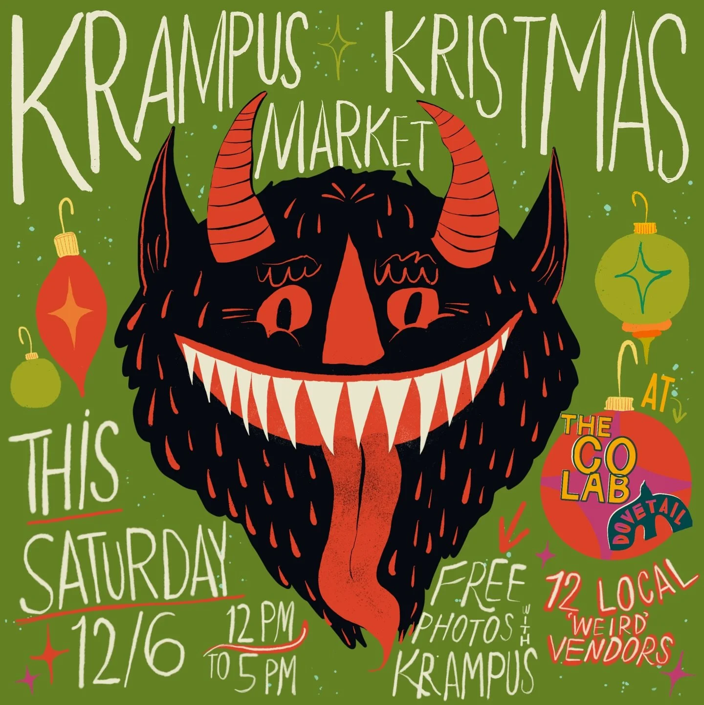 It&rsquo;s 3 days until the Krampus Kristmas Market is HERE! Join us for an afternoon at our holiday market full of incredible goods made by 12 local &lsquo;weird&rsquo; vendors. A little bit of something for everyone on your gift giving list! Plus y