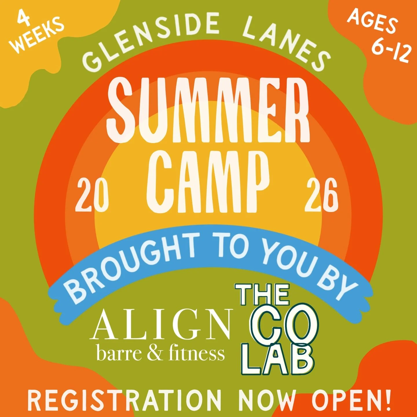 Kind of hard to believe we&rsquo;re already thinking about SUMMER, but here we are! Summer Camp 2026 at Glenside Lanes is ON! Hosted by The CO Lab and Align Barre &amp; Fitness with 4 weeks through the summer for ages 6-12 packed with fun activities 