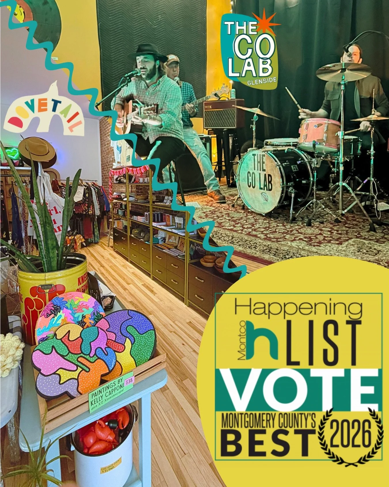 Delighted to be nominated alongside other incredible Montco businesses for the Montco Happening List 2026! You can vote for The Dovetail (best gift shop!) and The CO Lab (best music venue AND summer camp!) NOW 🎉 

Links are in the bio 🤘 Voting ends