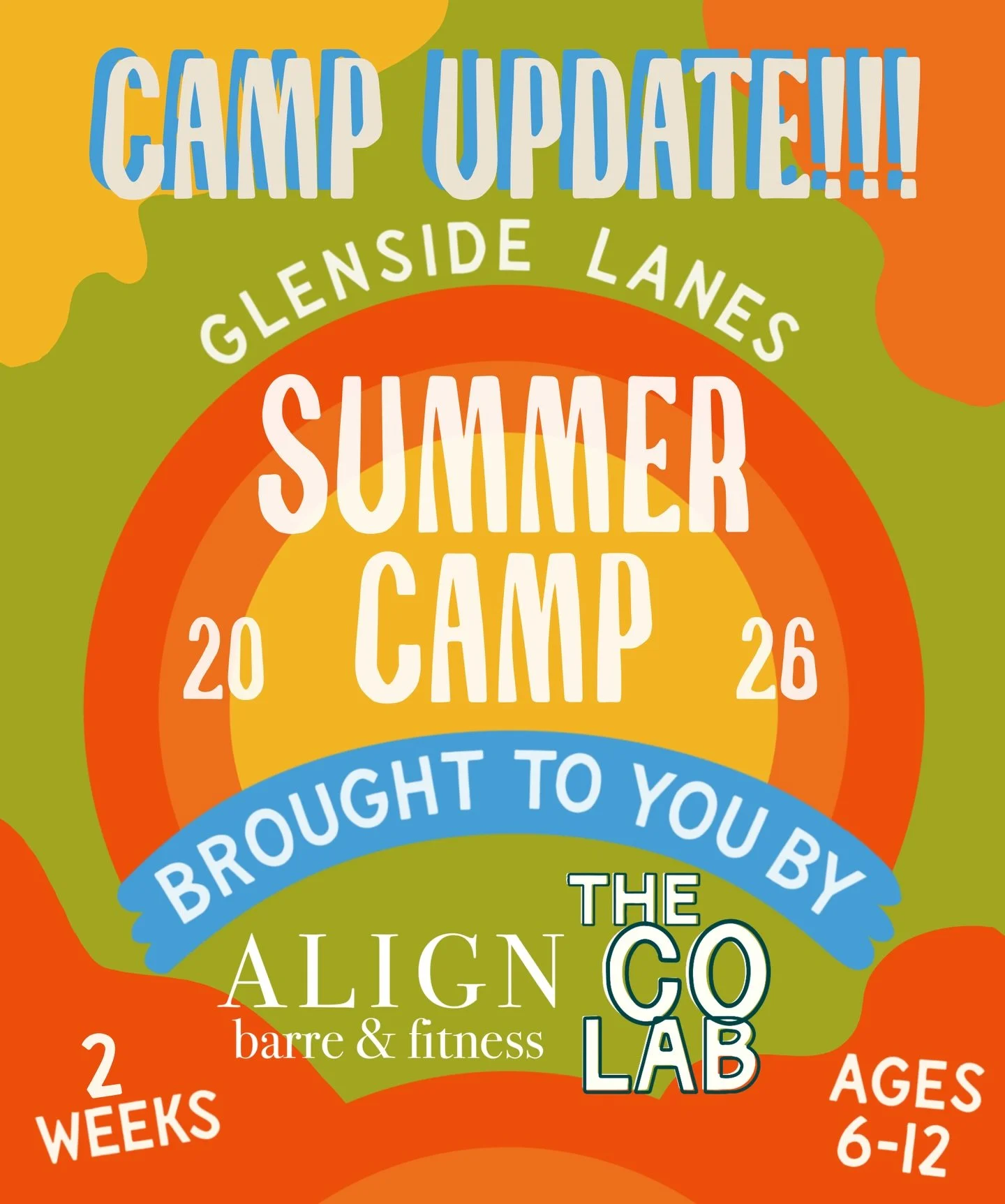 We have a Summer Camp Update for all 📣 Our 2026 camp will now be TWO weeks - rather than 4! Read on for more information 👉 

☀️ Day Camp (9:30am to 3pm) will be : 
&bull; June 22-26
&bull; August 24-28

Hosted by The CO Lab and Align Barre &amp; Fi