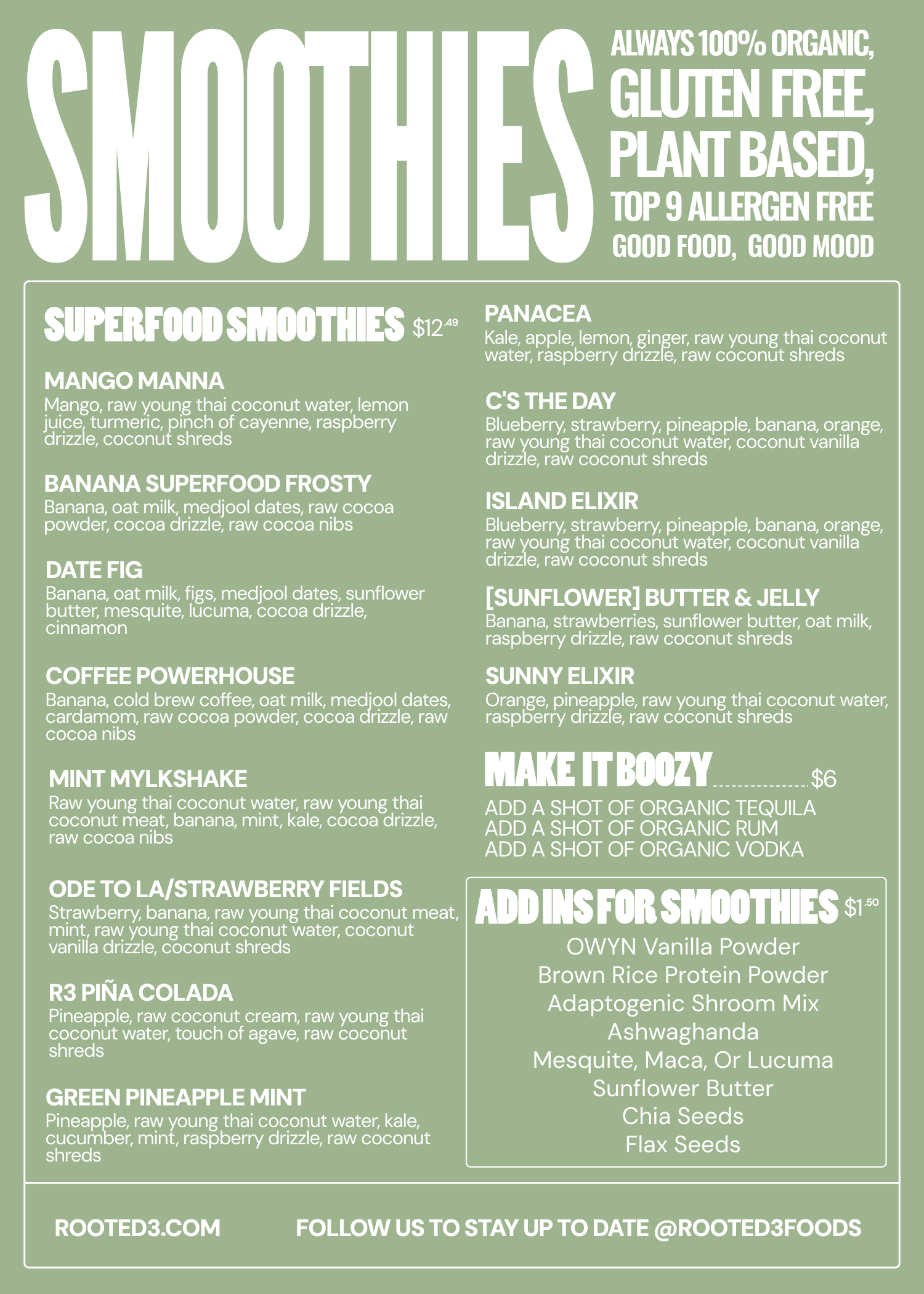Superfood Smoothies! (Does Not Include Seasonal Items)