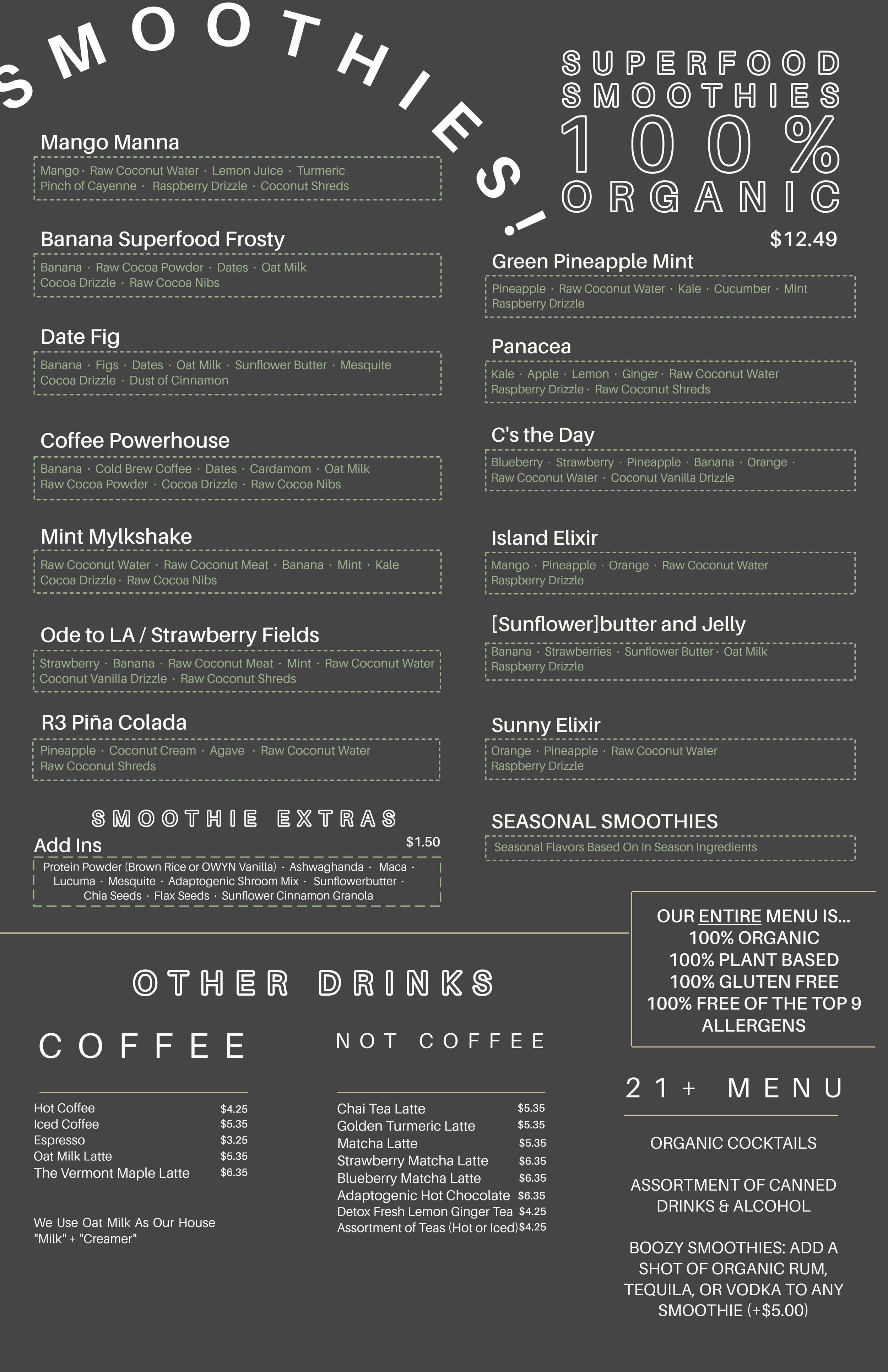 Smoothies, Coffee, Lattes, Cocktails, & Other Fun Drinks!