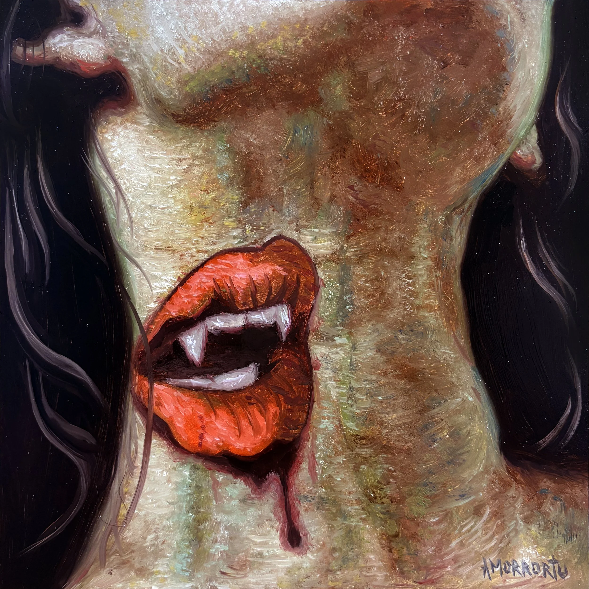 "Vampir", Oil 12"x12" wood.