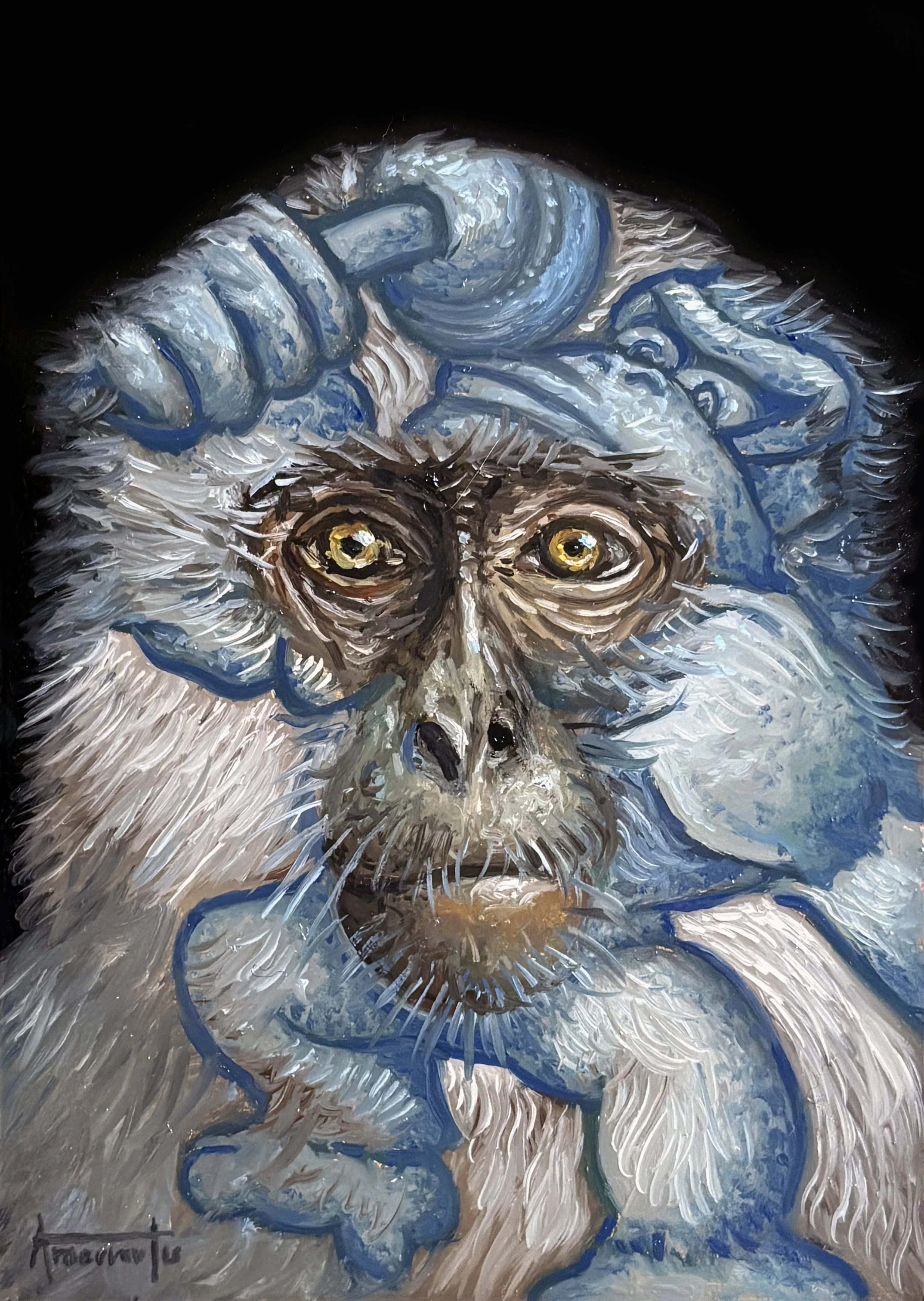 "Ancestors", Oil 5"x7" wood.