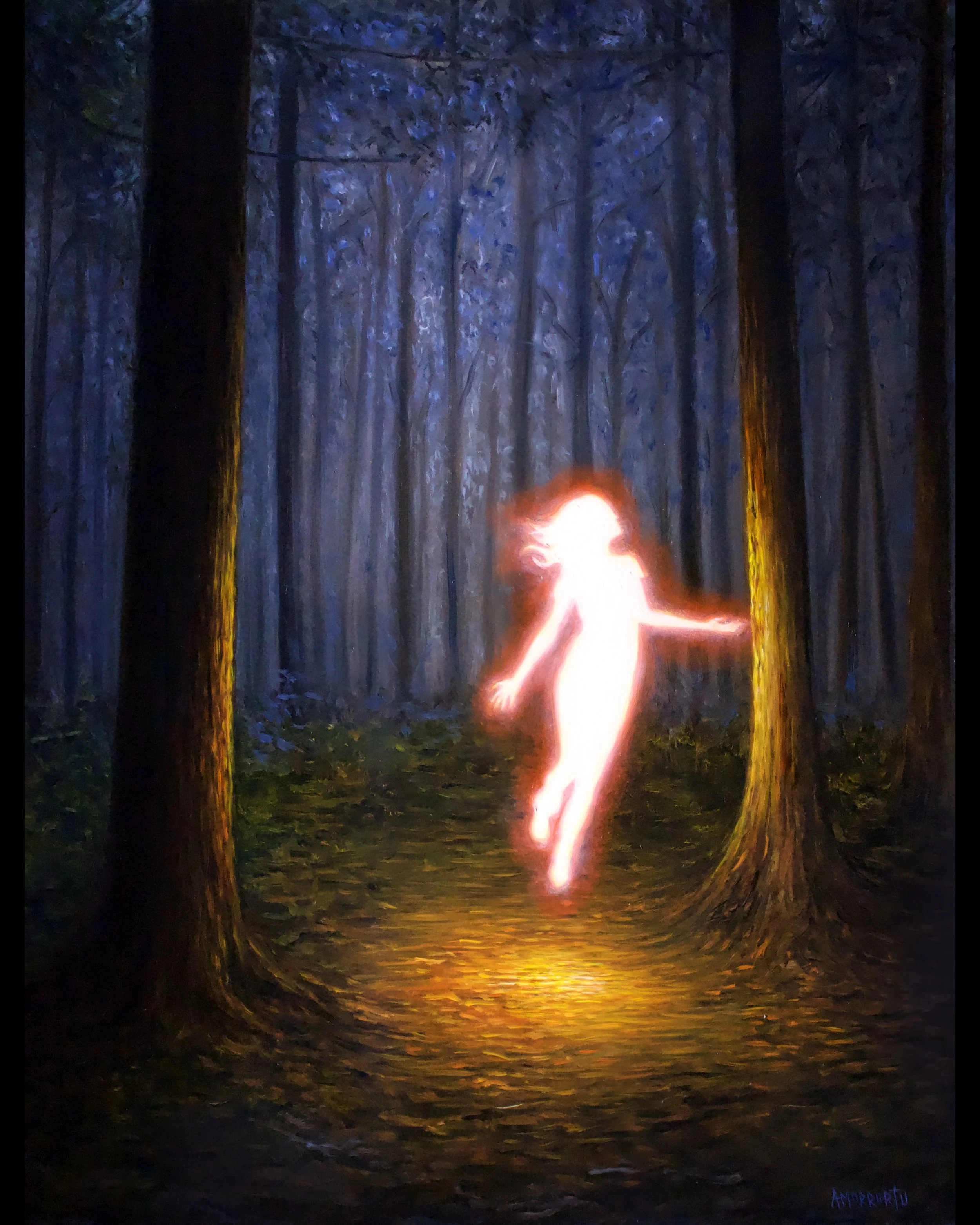 "Lightbearer", Oil 18"x24" Wood. Sold.