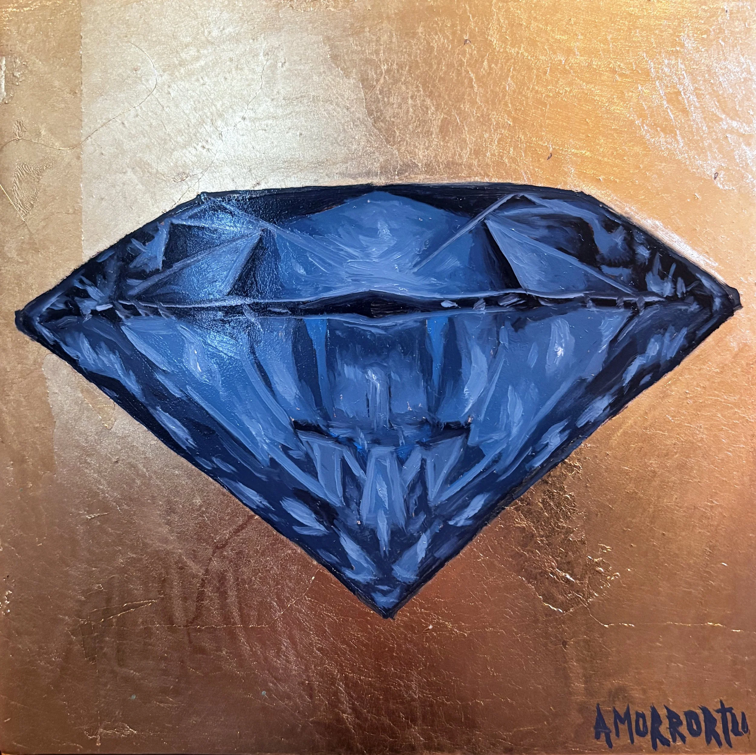 "Diamond", Oil & Gold leaf 8"x8" wood. Sold.