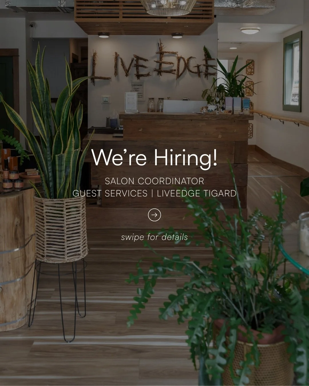 We're hiring a Salon Coordinator to join our Guest Services team in Tigard! 

Swipe through for the full breakdown of the role, what we're looking for, and the perks. 

⟢ starting at $18&ndash;20/hr + bonus opportunities
〰 M&ndash;F schedule, limited