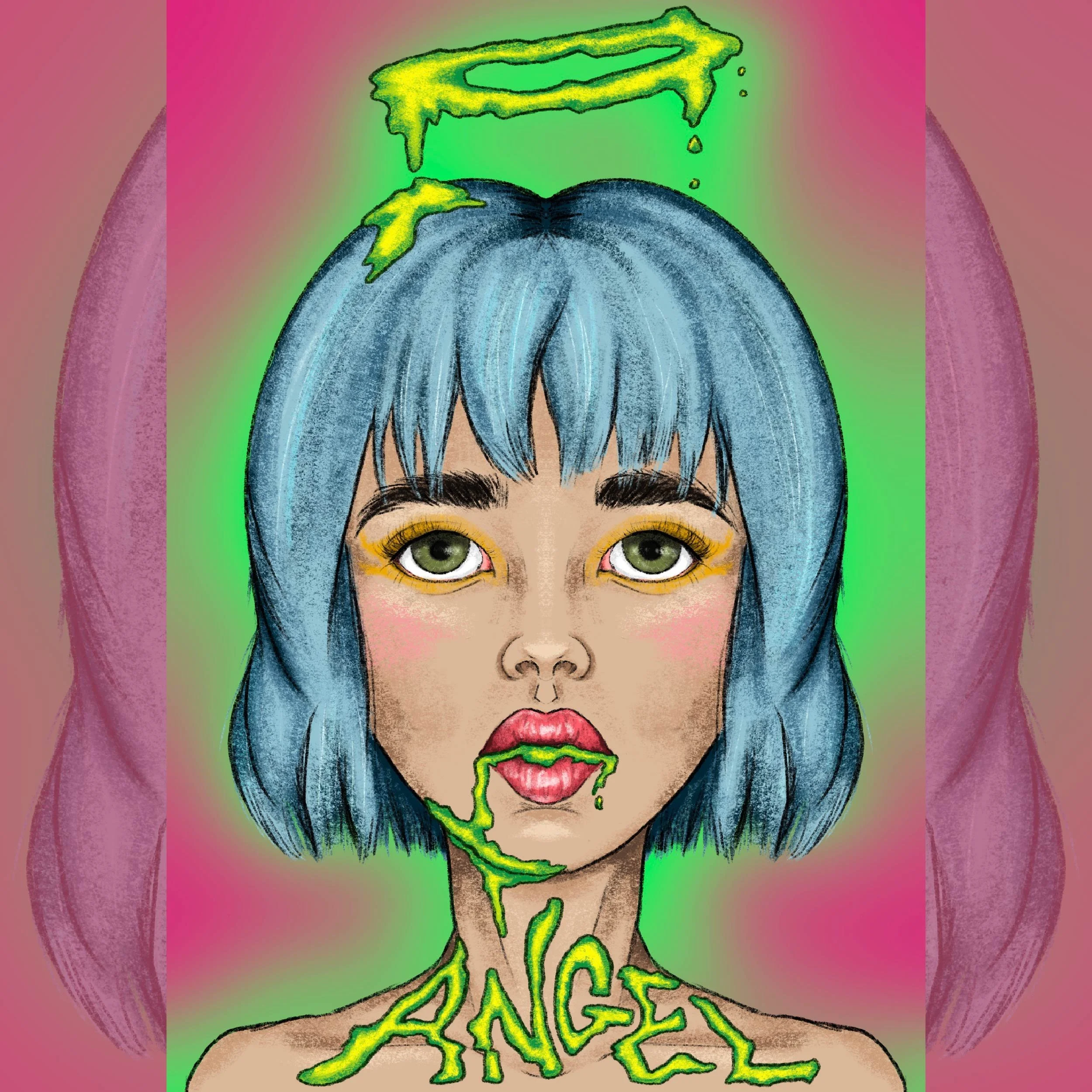 angel digital art painting illustration procreate devil halo glow neon