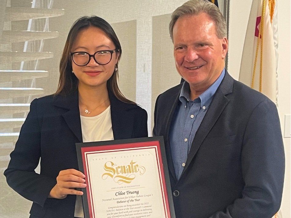 Senator Cortese Honors SVUDL Student Chloe Truong as 2025 NAUDL Debater of the Year