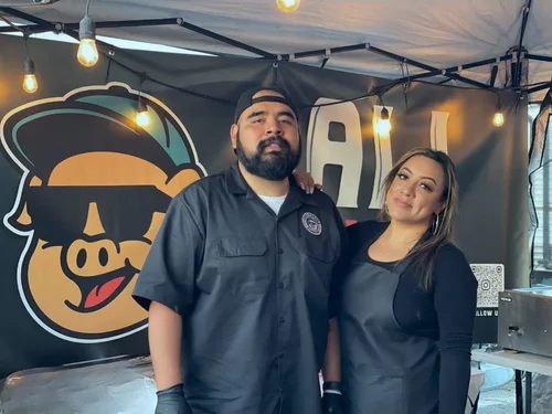 Alex and his wife at a Cali Porker BBQ pop-up