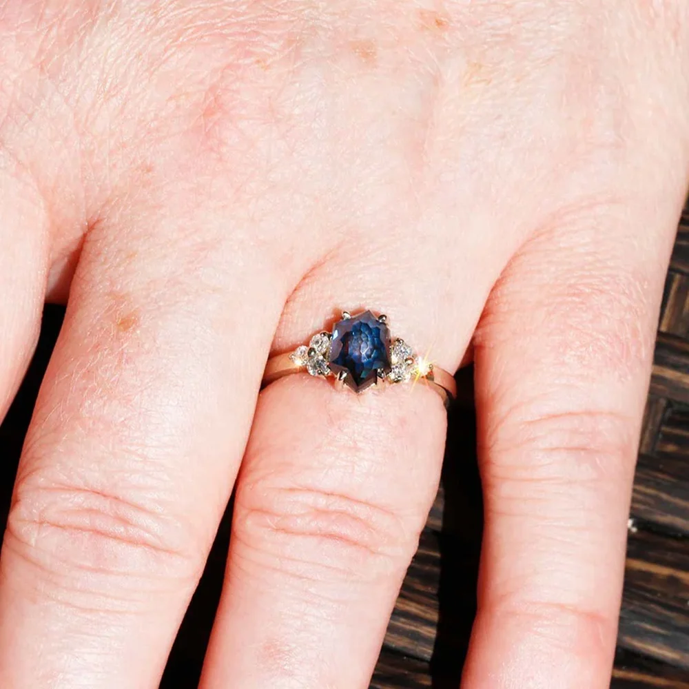 Carat Royal Blue Hand-Cut Montana Sapphire Ring in White Gold