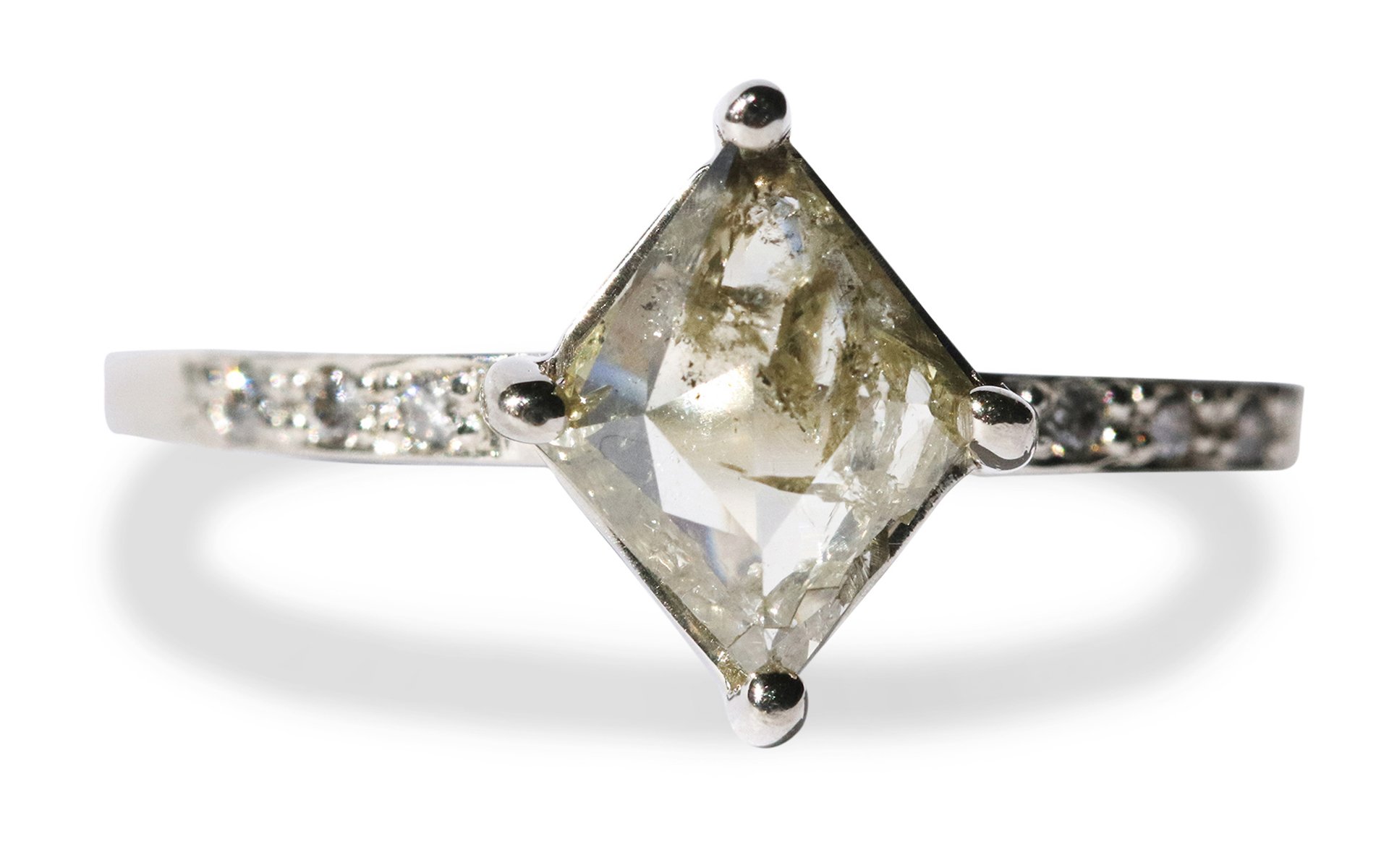 .84 Carat Sparkling Champagne Diamond Ring in White Gold