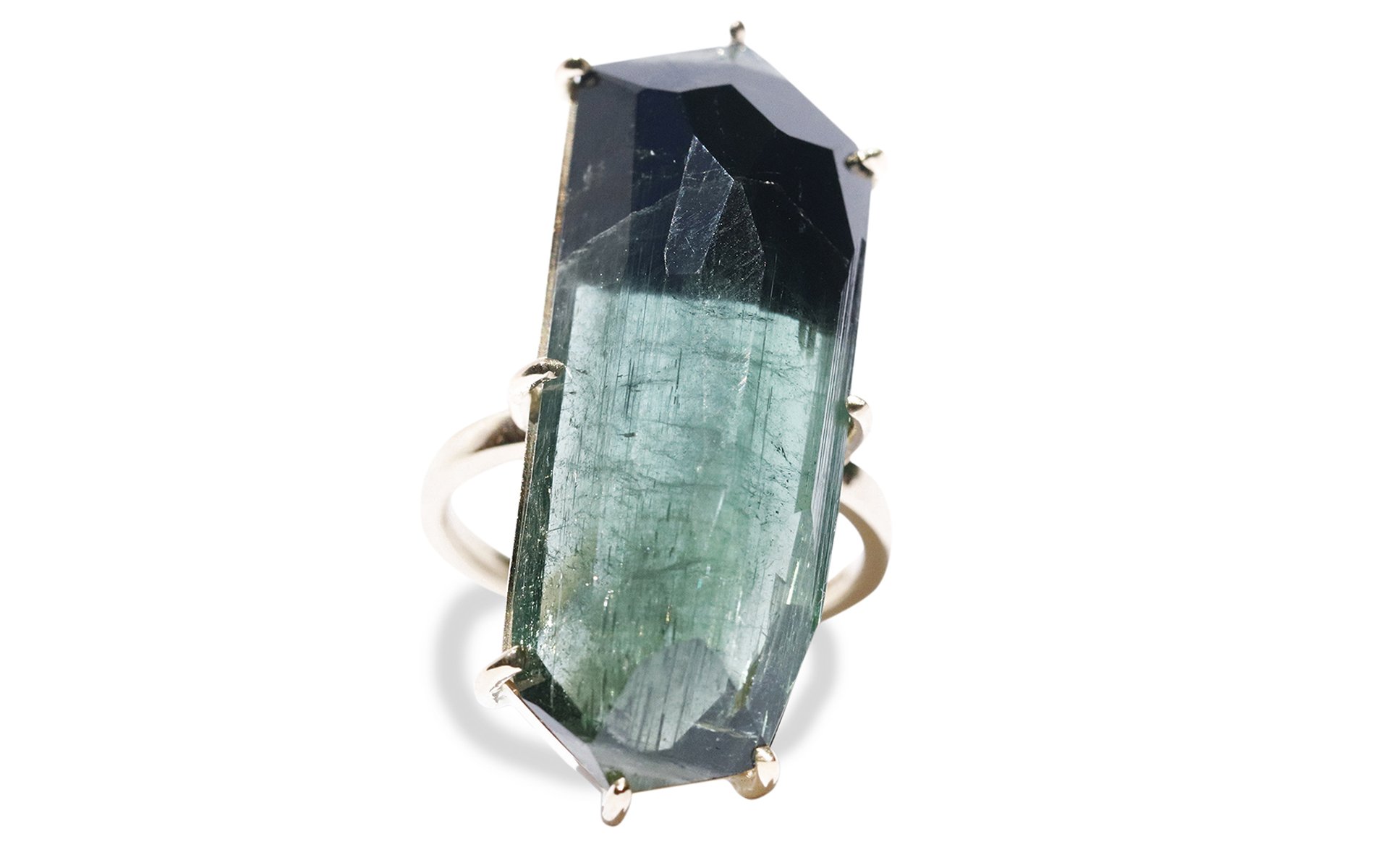 23.4 Carat "Heart Of The Mountain" Bi-Color Tourmaline Ring in 14k Yellow Gold