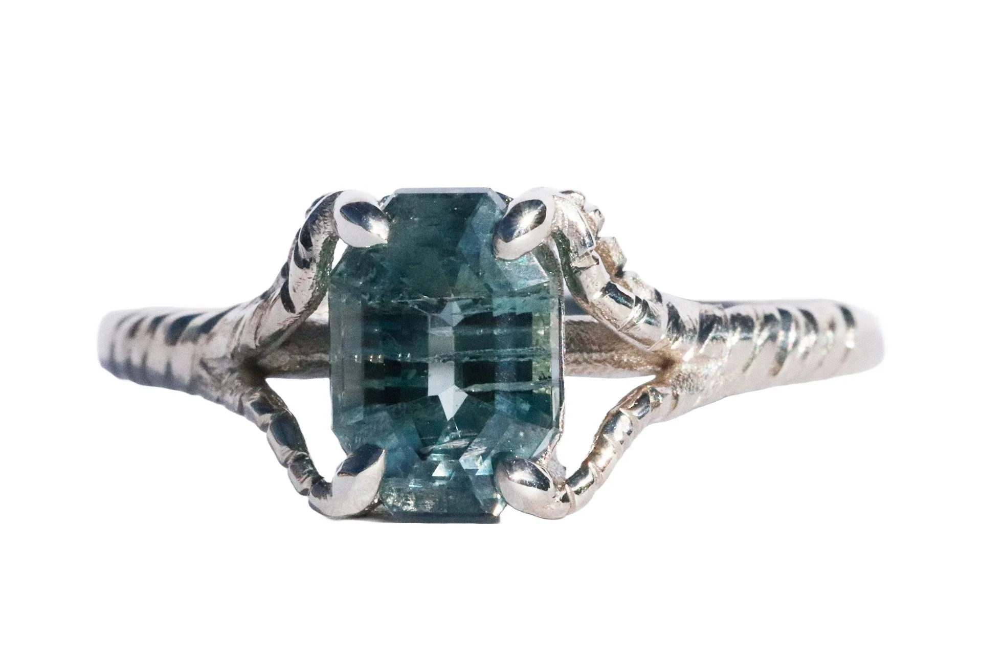 Sage & Juniper — 1.57 Carat Green Sapphire Ring in White Gold
