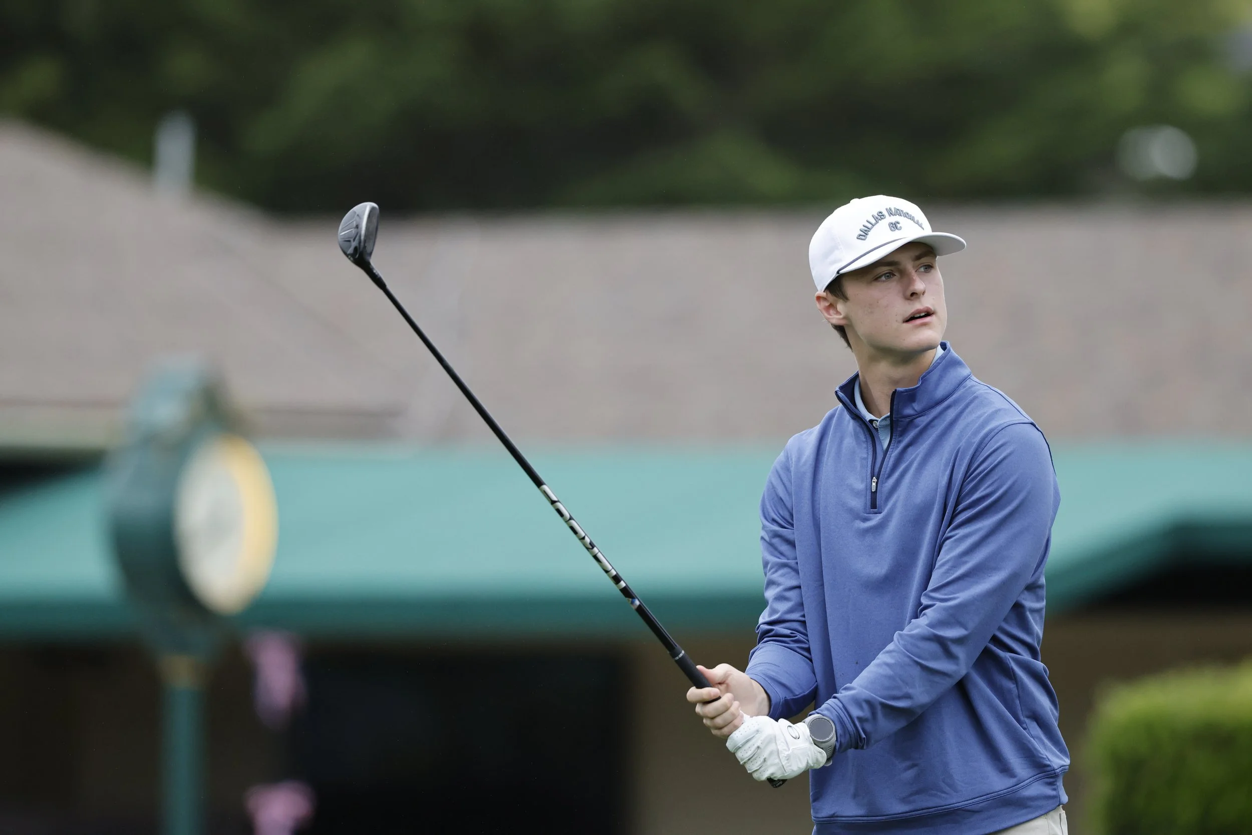 A golfer gets ready to tee off on the frist hole at Pebble Beach Golf Links
