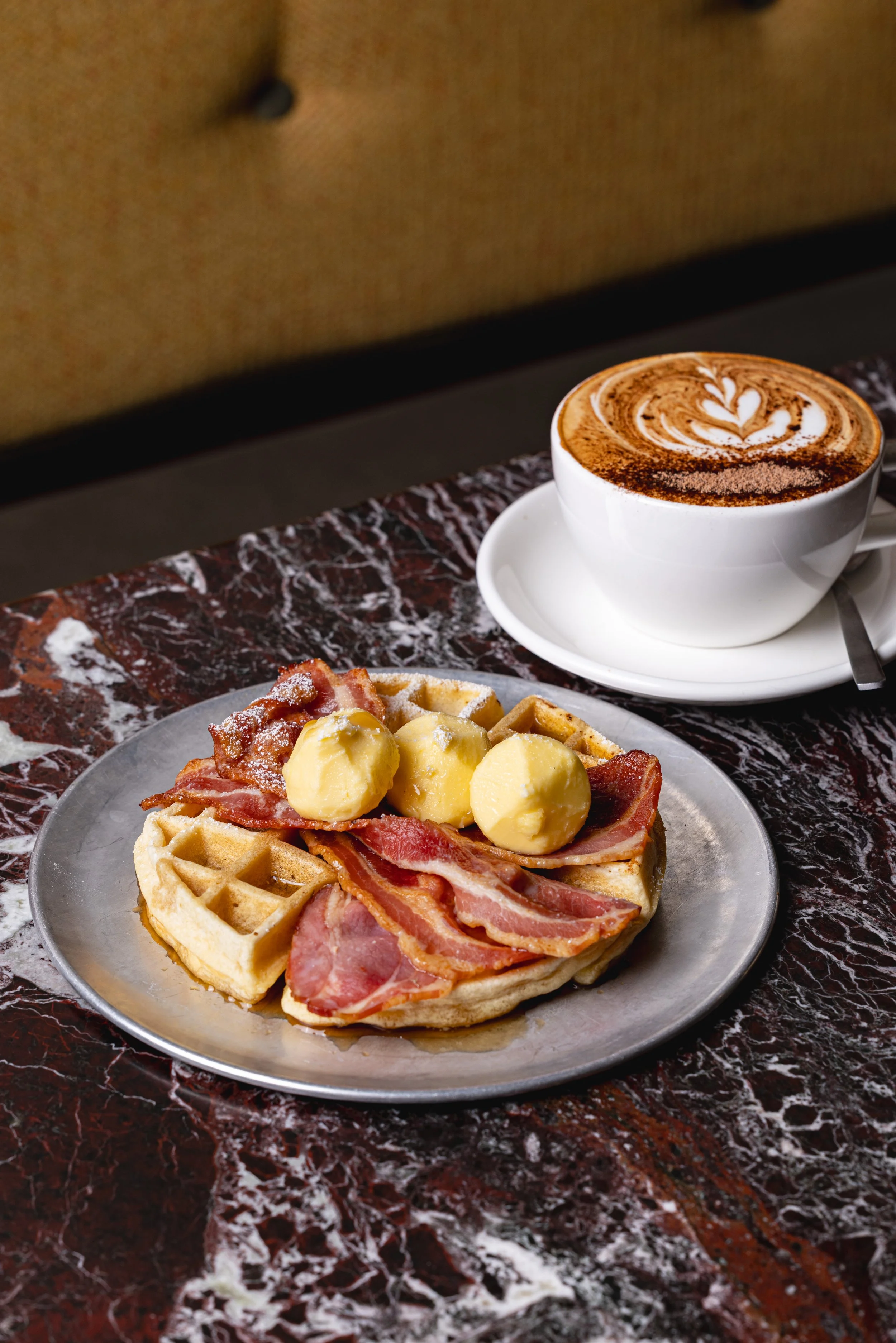Golden, loaded, weekend only  
 Weekend Waffles 