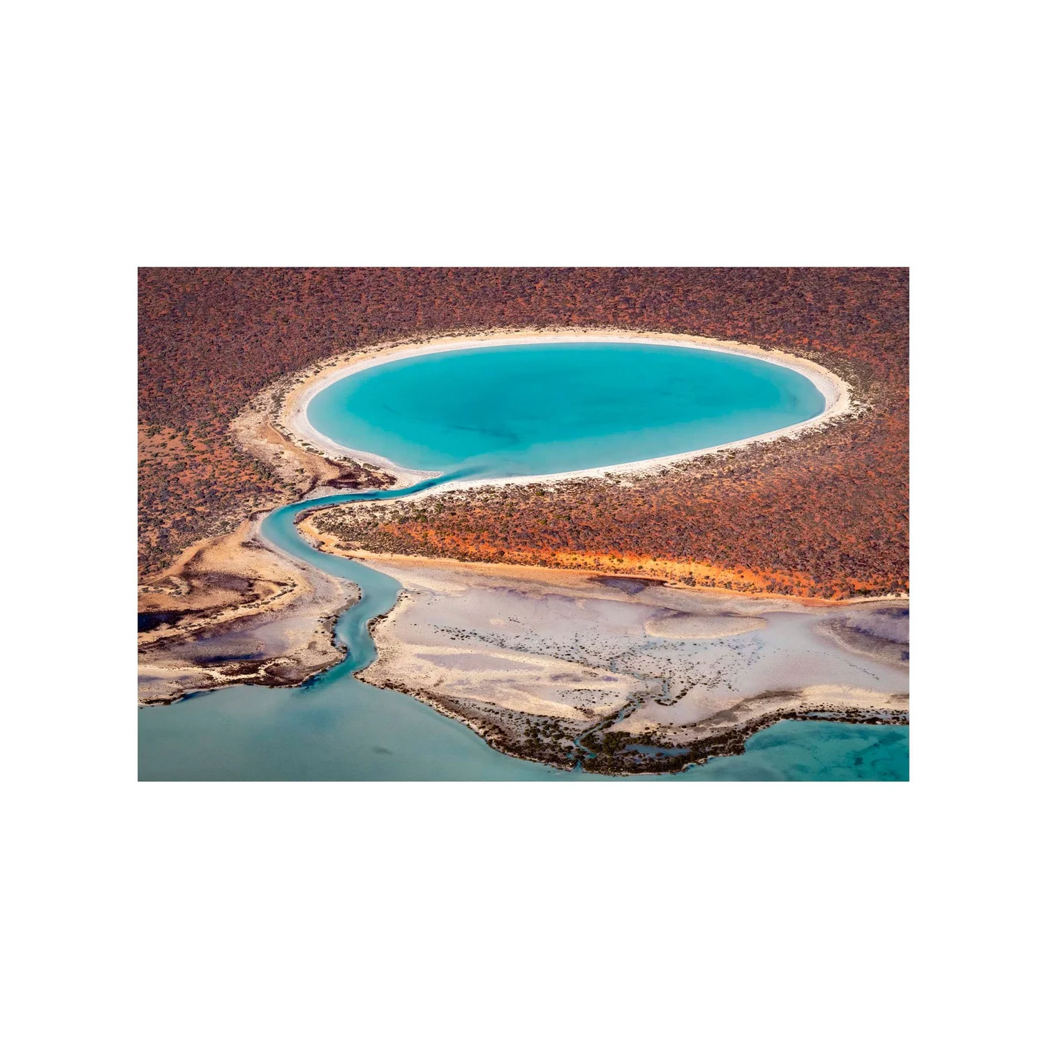 Ethereal Blue, an aerial photograph of a turquoise salt lake