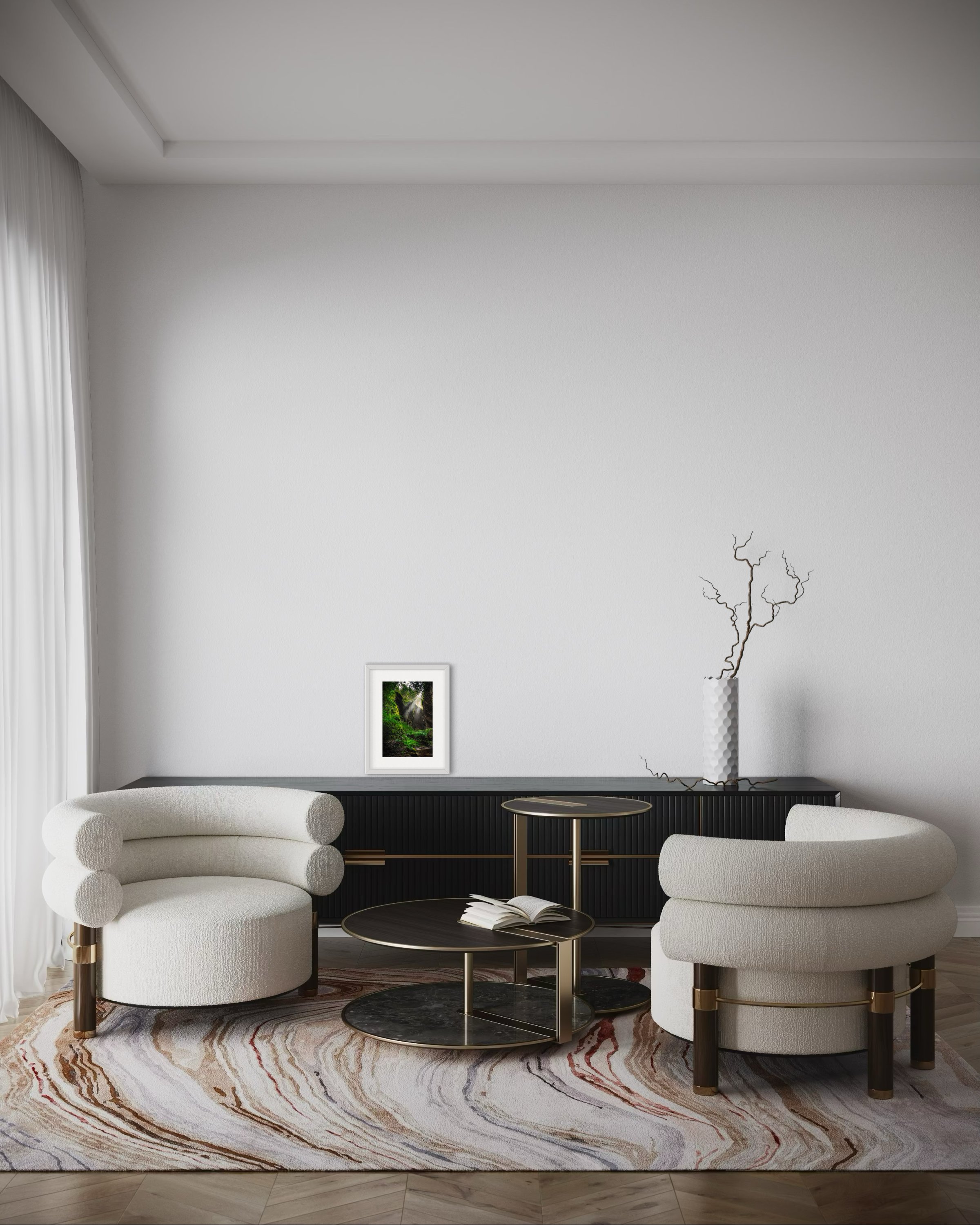 An extra small portrait print in a frame in a lounge room for scale.