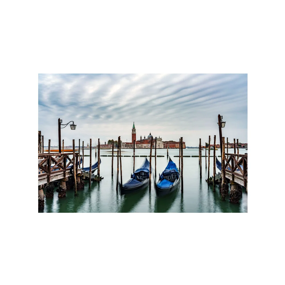 Venezia in Attesa, gondolas at rest in soft morning light