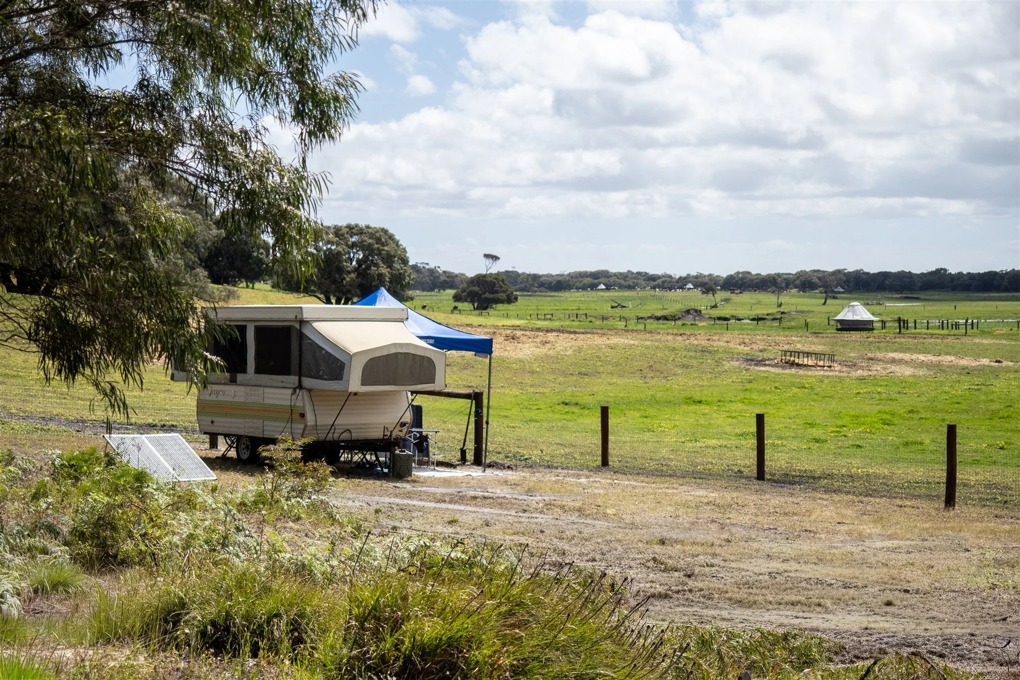 Camper Trailer on farmland campground