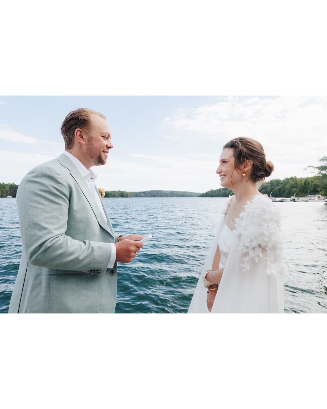 I spent most of this weekend by a body of water and it made me think of Jenna &amp; Steve's private vows before their ceremony at Glidden Point Oyster Farms last September in Maine. Nothing recharges me more than water, and nothing makes me tear up q